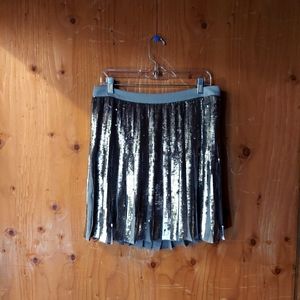 Banana Republic Gray Sequin Pleated Skirt